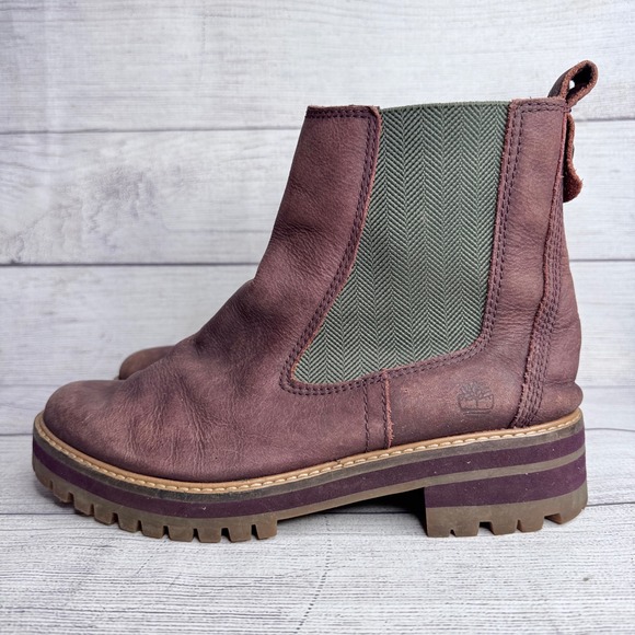 Timberland Shoes - Timberland Courmayeur Valley Chelsea Boots Burgundy Leather A2DSQ Womens 9.5